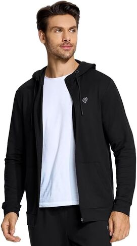 سترة VEBOON بغطاء للرأس للرجال من Athleisure سترة خريف سادة ناعمة بأكمام طويلة مع جيب in Kuwait