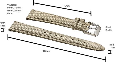 STUNNING SELECTION Alpine CORDURA fabric top and water resistant leather lining watch strap with Quick Release Spring Bars - Black, Olive, Grey, Khakhi, Blue, Red, Orange - 14, 16, 18, 20, 22 mm in Saudi Arabia