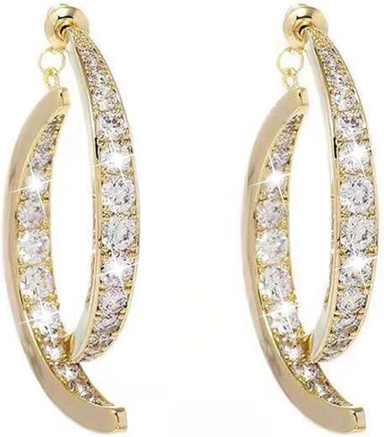 Ymimanchil Cross Curved Earrings Zircon Curved Ear Cuffs Earrings Curved Stick Front Back Linear Drop Earrings for Women in Saudi Arabia