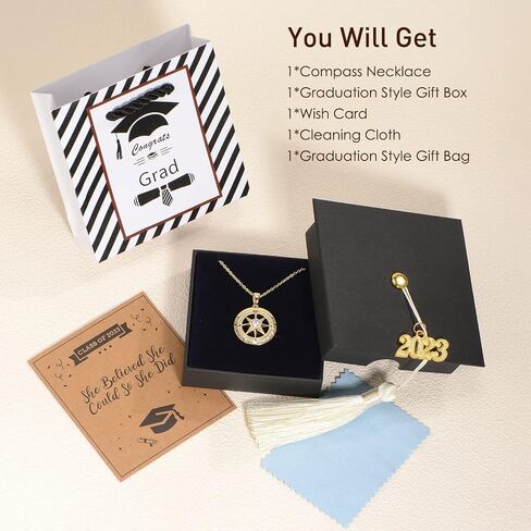 Graduation Gifts for Her 2023, Graduation Necklaces for Girls, S925 Sterling Silver Compass Necklace for Women, College Graduation Jewelry Gift, Senior High School Middle School Graduation Gifts for Wife Girlfriends Teen Girls Sister Daughter Niece in Saudi Arabia