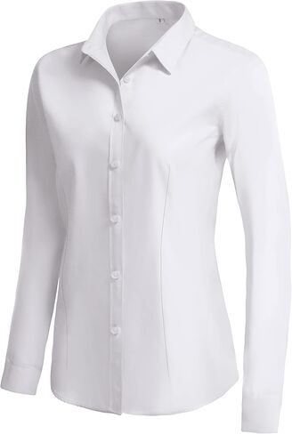CUNLIN Womens Cotton Button Down Shirts for Women Fitted Long Sleeve Formal Dress Shirt Work Blouses Tops in Kuwait