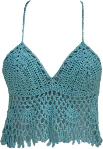 Black Bikini Halter Top Handmade Crochet Crop Top in Saudi Arabia