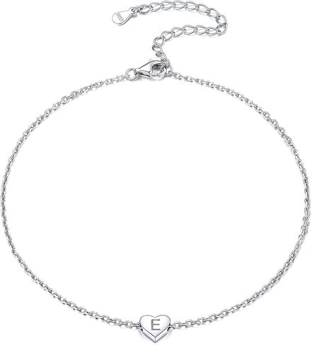 ChicSilver 925 Sterling Silver Initial Anklets for Women Teen Girls Dainty Beach Heart Ankle Bracelet Foot Jewelry-Adjustable Size(with Gift Box) in Kuwait