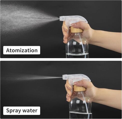 HOMBYS Empty Bamboo Glass Spray Bottles with Silicone Sleeve Protection - Refillable 17 oz Clear Glass Containers for Cleaning Solutions, Essential Oils, Misting Plants - Quality Sprayer - 3 Pack in Kuwait