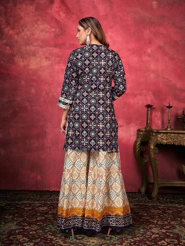 Indian Kurti for Womens With Palazzo/Pant | Rayon Embroidered Kurta Partywear Kurtis Dress For Women Tops Tunic in Saudi Arabia