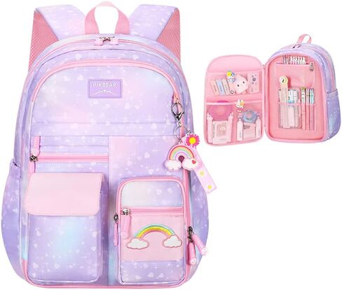 Girls School Backpack,Cute Backpacks for Girls,Elementary School Bag for Teen Girls,Gradient Kids Bookbag with Compartments in Saudi Arabia