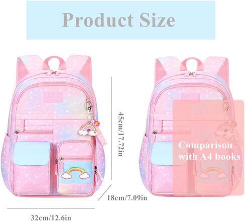 Girls School Backpack,Cute Backpacks for Girls,Elementary School Bag for Teen Girls,Gradient Kids Bookbag with Compartments in Saudi Arabia