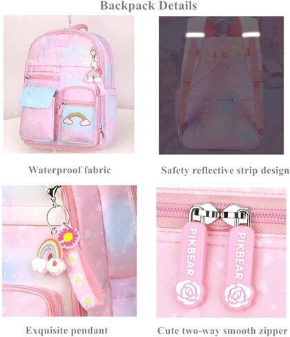 Girls School Backpack,Cute Backpacks for Girls,Elementary School Bag for Teen Girls,Gradient Kids Bookbag with Compartments in Saudi Arabia