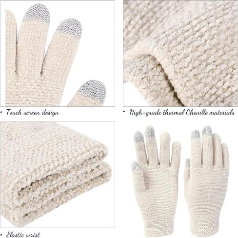 Women Beanie Hats Winter Gloves, Soft Knit Warm Hat and Gloves Sets, Lady Earmuffs Cap,Beanie Hats for Women Young Girls in Saudi Arabia