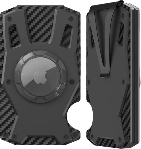 محفظة Mvgges AirTag للرجال، محفظة رفيعة صغيرة الحجم تحجب RFID ومحفظة جيب أمامي من ألياف الكربون وسبائك الألومنيوم ومشبك نقود AirTag محفظة ذكية للرجال والنساء (بدون علامة AirTag) in Kuwait