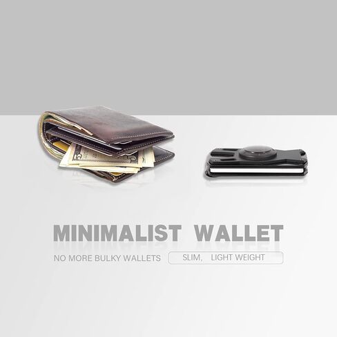 محفظة Mvgges AirTag للرجال، محفظة رفيعة صغيرة الحجم تحجب RFID ومحفظة جيب أمامي من ألياف الكربون وسبائك الألومنيوم ومشبك نقود AirTag محفظة ذكية للرجال والنساء (بدون علامة AirTag) in Kuwait