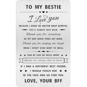 Alotozo Best Friend Birthday Card, Happy Birthday Gifts to My Best Friend, Bday Engraved Wallet Card Inserts Gift for Bff Bestie Women Girls in Kuwait