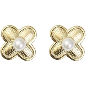 20g Tiny Clover Flower Stud Cartilage Earrings for Women Girls 925 Sterling Silver Mini Cute Shell Pearl Brushed Studs Sleeper Tragus Post Minimalist Hypoallergenic Piercing Body Jewelry