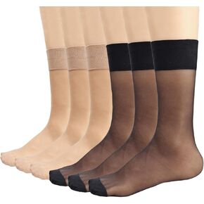 Mcool Mary Womens Nylon Sheer Socks Nude Crew Stocking Ultra Thin Cool See Through Calf High Silk Socks for Women in Kuwait