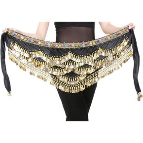 Aivtalk Belly Dance Hip Scarf Gold Coins Belly Dance Costume Skirt Wrap Belt