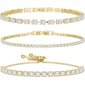 14K Silver Plated Tennis Bracelet Cubic Zirconia Classic Bracelet Silver Bracelets for Women Girls