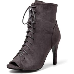 GATUXUS Women Platform Open Toe Lace Up High Heel Boots Ankle Booties Pump Shoes
