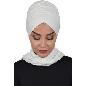 شال جيرسي بتصميم عائشة للنساء مصنوع من القطن بنسبة 95%، غطاء رأس عمامة فوري بسيط in Saudi Arabia