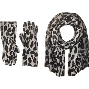 مجموعة مكونة من قطعتين من وشاح وقفاز مطبوع عليه جلد الفهد من La Fiorentina in Kuwait