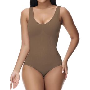 SHARPDEZI Shapewear Bodysuit For Women Sleeveless Body Shaper Ribbed Seamless Shapewear Tummy Control Tank Tops