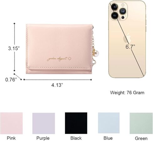 Sunwel Fashion Elegant Small Wallet with Chain Decoration Cash Credit Card Holder ID Window for Women Girls (BLACK) in Kuwait