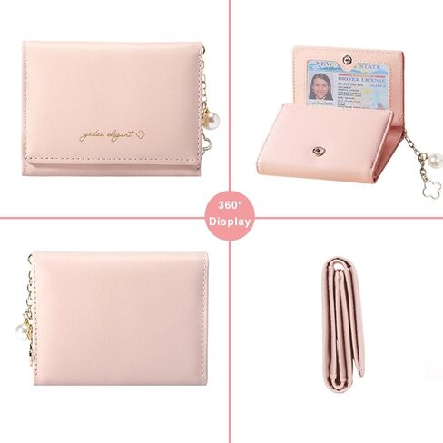 Sunwel Fashion Elegant Small Wallet with Chain Decoration Cash Credit Card Holder ID Window for Women Girls (BLACK) in Kuwait