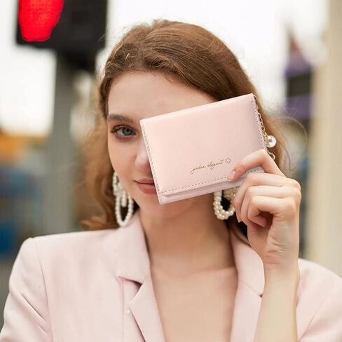 Sunwel Fashion Elegant Small Wallet with Chain Decoration Cash Credit Card Holder ID Window for Women Girls (BLACK) in Kuwait