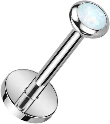 Pierced Owl 18GA F136 Implant Grade Titanium Threadless Push In Synthetic Opal Flat Back Stud in Saudi Arabia