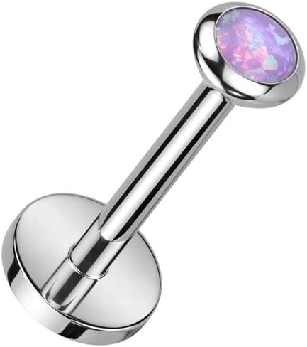 Pierced Owl 18GA F136 Implant Grade Titanium Threadless Push In Synthetic Opal Flat Back Stud in Saudi Arabia