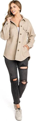 Love Tree Women's Classic Button Down Coat Shacket in Kuwait