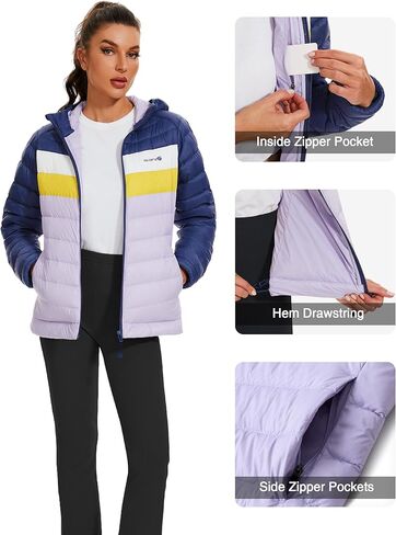 IGUANA Women's Hooded Packable Ultra Light Weight Short Down Jacket Winter Puffer Coat in Kuwait