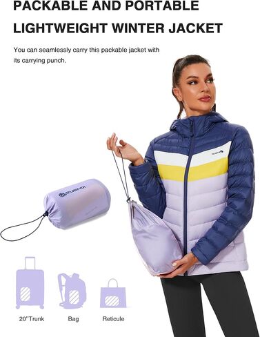 IGUANA Women's Hooded Packable Ultra Light Weight Short Down Jacket Winter Puffer Coat in Kuwait