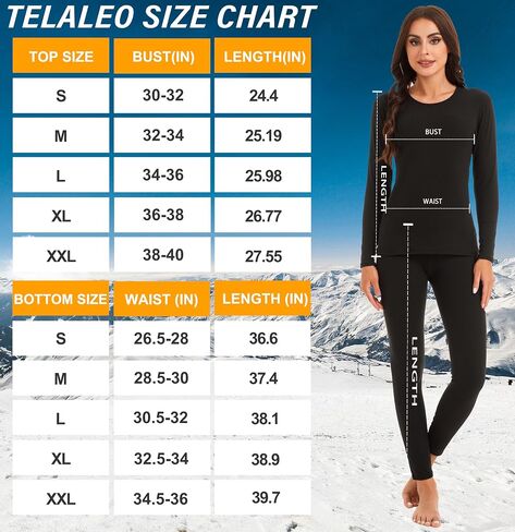 TELALEO 1 أو 2 مجموعات ملابس داخلية حرارية نسائية طويلة جونز مبطنة بالصوف على الوجهين طبقة أساسية علوية وسفلية للطقس البارد in Kuwait