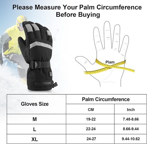 Wodesid Heated Gloves Men with Battery 7.4V 4000mAh Rechargeable, Ski Motorcycle Electric Gloves Touchscreen Waterproof Warmth Winter - 360°Cycling Heated in Saudi Arabia