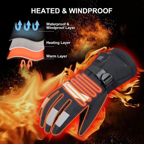 Wodesid Heated Gloves Men with Battery 7.4V 4000mAh Rechargeable, Ski Motorcycle Electric Gloves Touchscreen Waterproof Warmth Winter - 360°Cycling Heated in Saudi Arabia