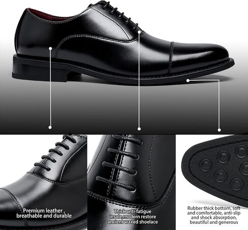 Men’s Classic Oxford Modern Lace Up Genuine Leather Lined Dress Shoes,Business Casual Shoes in Saudi Arabia