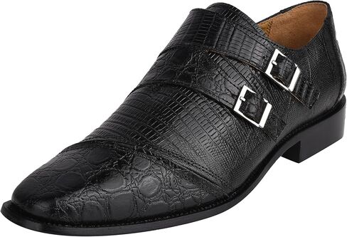 LIBERTYZENO Mens Animal Print Genuine Leather Wingtip Monkstrap Dress Shoes in Saudi Arabia