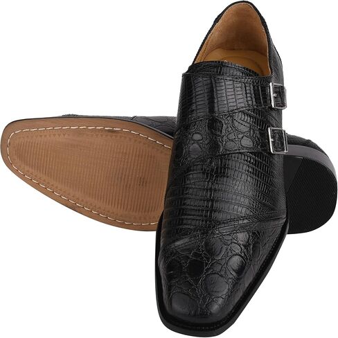 LIBERTYZENO Mens Animal Print Genuine Leather Wingtip Monkstrap Dress Shoes in Saudi Arabia