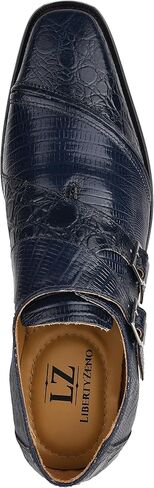 LIBERTYZENO Mens Animal Print Genuine Leather Wingtip Monkstrap Dress Shoes in Kuwait