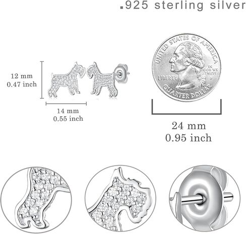 Schnauzer Stud Earrings 925 Sterling Silver Schnauzer Earrings Schnauzer Jewelry Gift Birthday Christmas Dog Earrings for Women Girl in Saudi Arabia