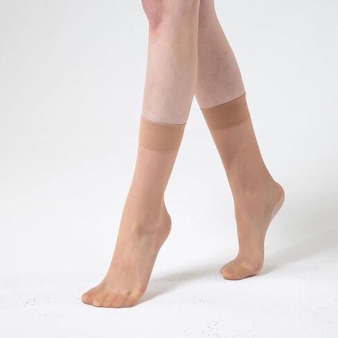 Mcool Mary Womens Nylon Sheer Socks Nude Crew Stocking Ultra Thin Cool See Through Calf High Silk Socks for Women in Kuwait