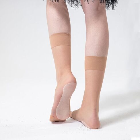 Mcool Mary Womens Nylon Sheer Socks Nude Crew Stocking Ultra Thin Cool See Through Calf High Silk Socks for Women in Kuwait