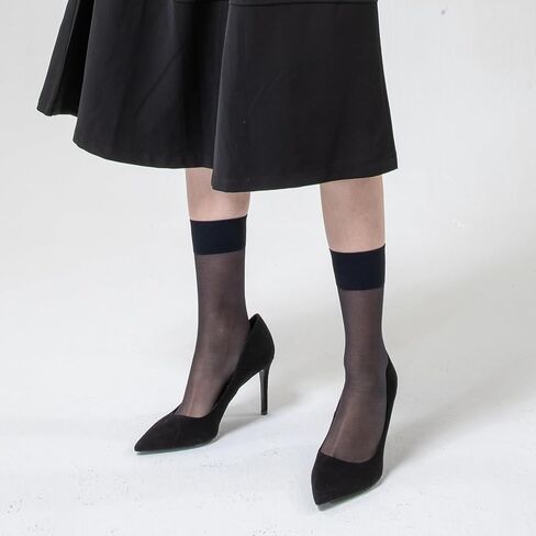 Mcool Mary Womens Nylon Sheer Socks Nude Crew Stocking Ultra Thin Cool See Through Calf High Silk Socks for Women in Kuwait