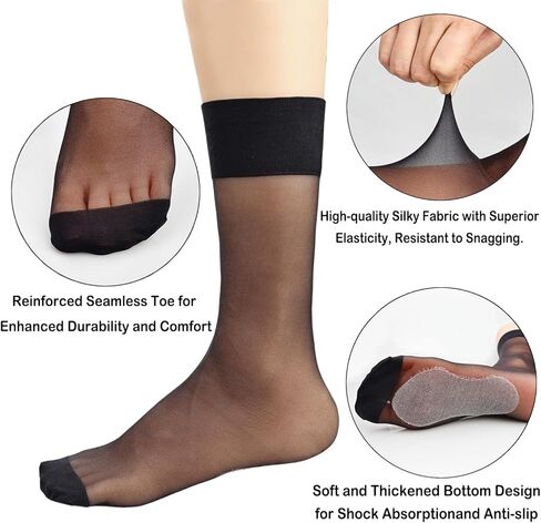 Mcool Mary Womens Nylon Sheer Socks Nude Crew Stocking Ultra Thin Cool See Through Calf High Silk Socks for Women in Kuwait