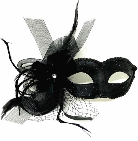 STORM BUY ] Lady/Women/Girls Costume Mask Feather Masquerade Mask Halloween Mardi Gras Cosplay Party in Saudi Arabia