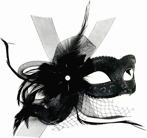 STORM BUY ] Lady/Women/Girls Costume Mask Feather Masquerade Mask Halloween Mardi Gras Cosplay Party in Saudi Arabia