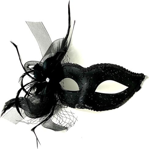 STORM BUY ] Lady/Women/Girls Costume Mask Feather Masquerade Mask Halloween Mardi Gras Cosplay Party in Saudi Arabia