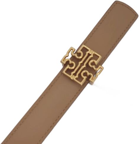 Tory Burch 141739 Britten Logo Clam Shell Grey/Tiramisu Light Brown With Gold Hardware Reversible 1 Inch Women's Belt in Saudi Arabia