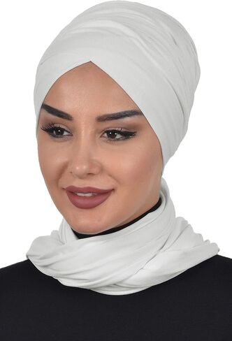 شال جيرسي بتصميم عائشة للنساء مصنوع من القطن بنسبة 95%، غطاء رأس عمامة فوري بسيط in Saudi Arabia