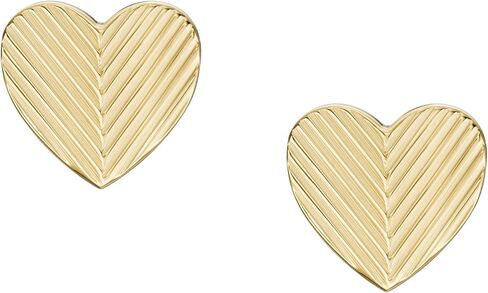 Fossil Women's Harlow Linear Texture Heart Gold-Tone Stainless Steel Stud Earrings, Color: Gold (Model: JF04654710) in Saudi Arabia